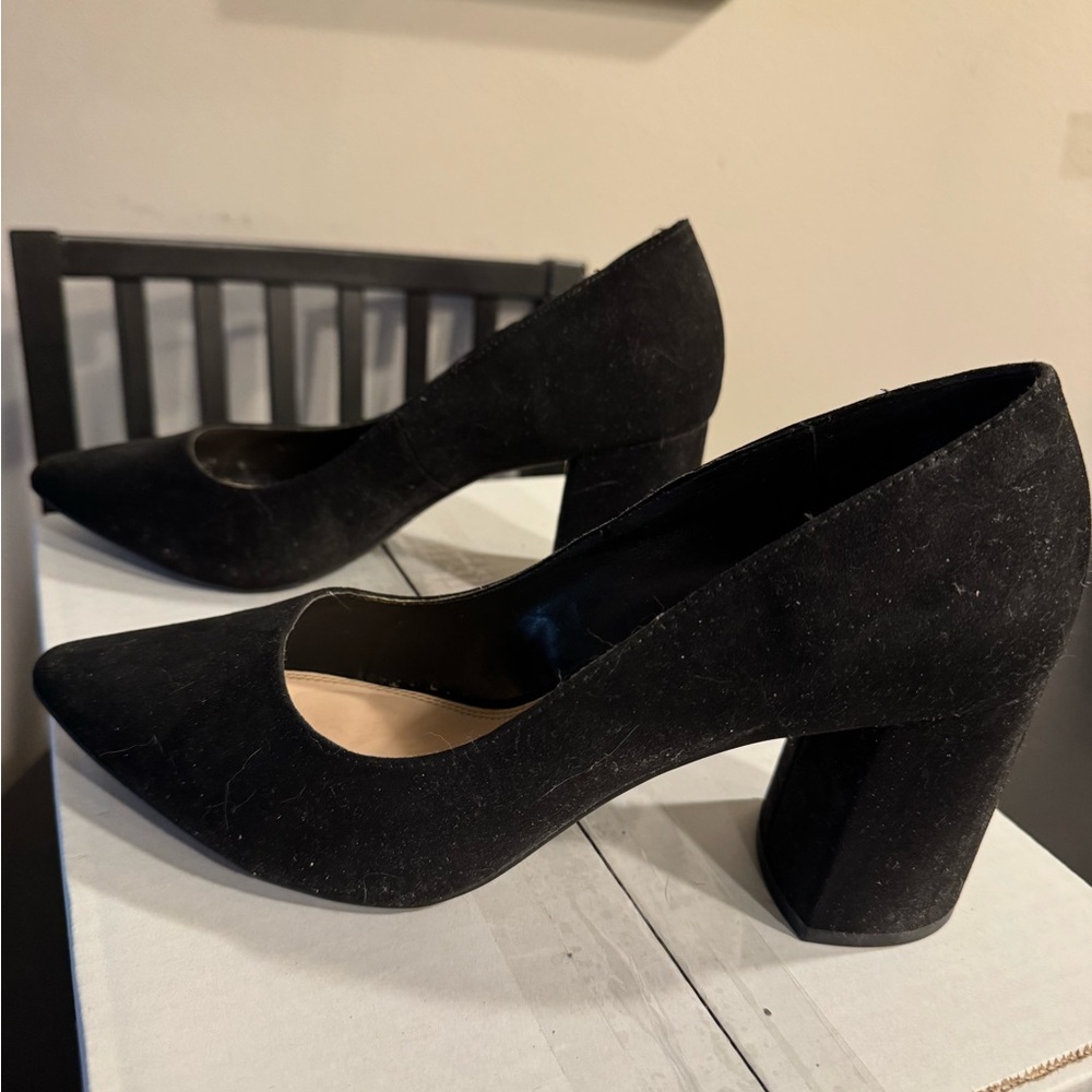 Kelly & Katie Black Suede Block Heels
